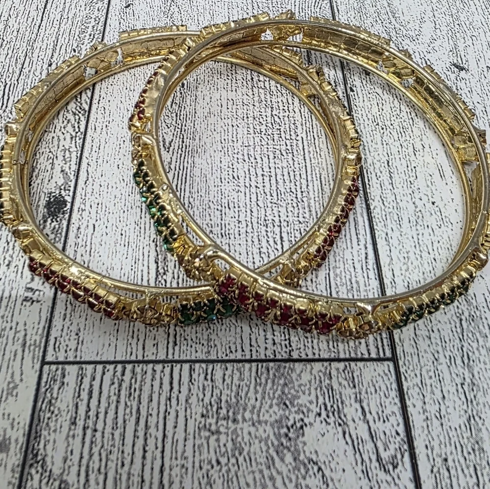 Elegant Gold and Multicolor Bangles